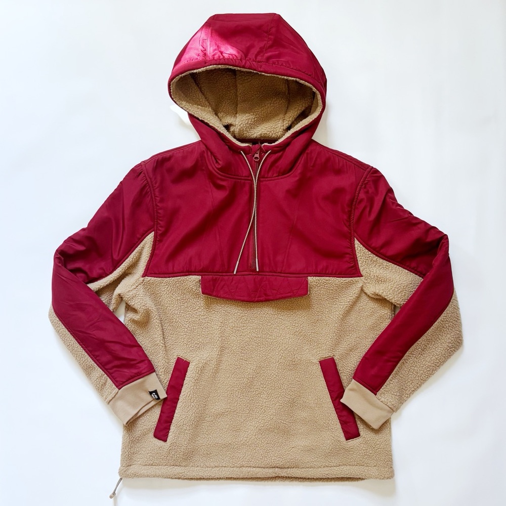 Bonobos Red and Tan Hooded Fleece Jacket
